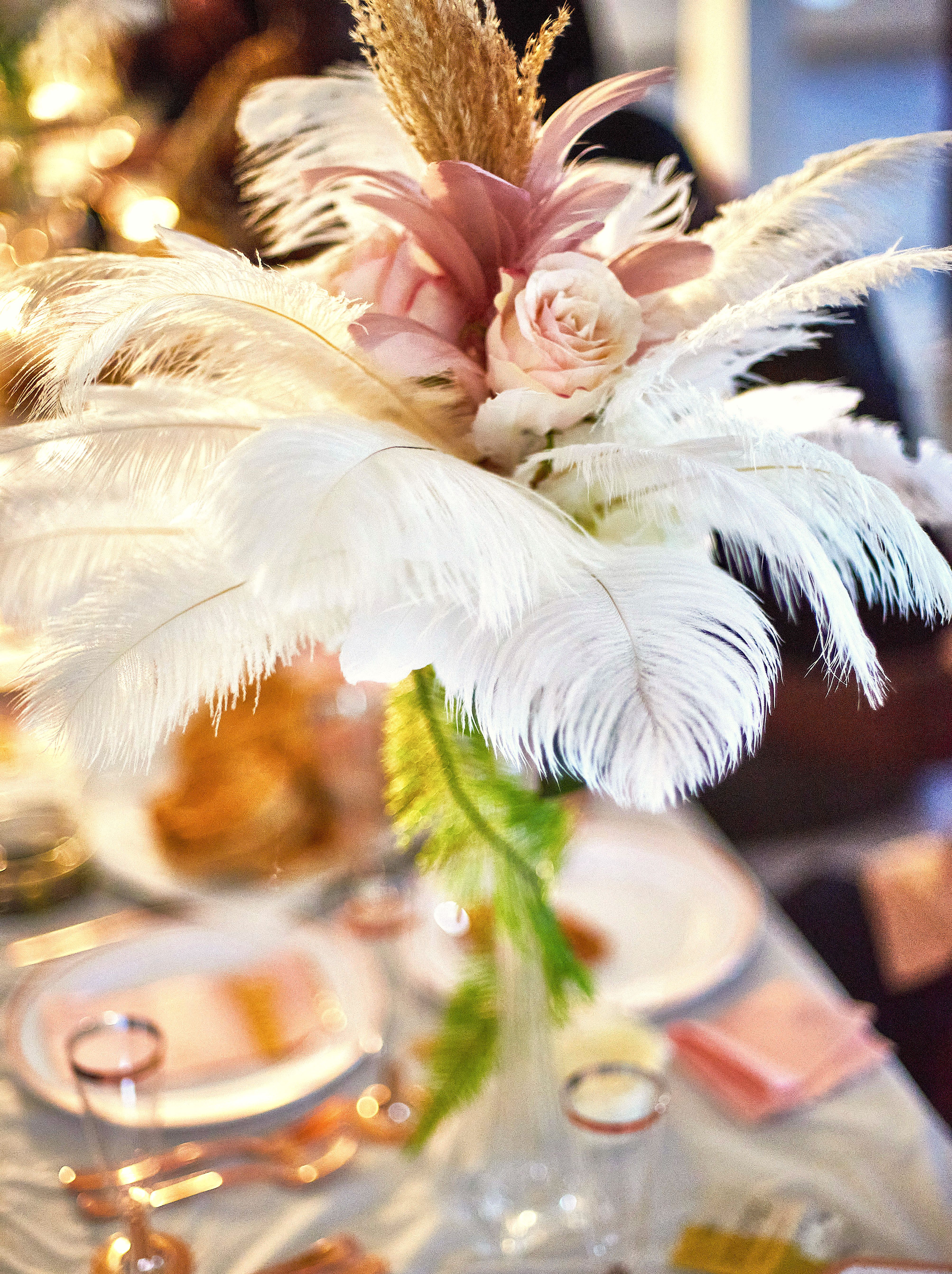 Feathers and Roses Centrepiece