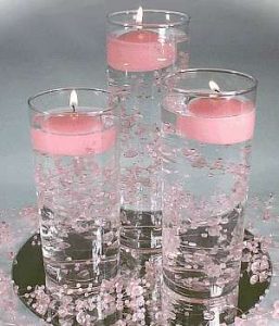 Floating Candles in Clear Vases Various Sizes x3 Chiffon Curtains
