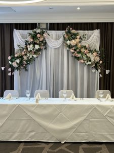 Romantic White Customised Curtain Drapes Backdrop Including Fitting x 3 Meters With Frame