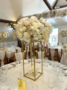 Tall Customised Floral Display Centrepieces & Gold Metal Stand